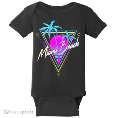 Miami Beach 80s Beach Souvenir Baby Bodysuit