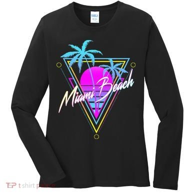 Miami Beach 80s Beach Souvenir Women's Long Sleeve Shirt