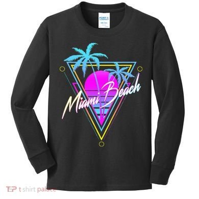 Miami Beach 80s Beach Souvenir Kids Long Sleeve Shirt