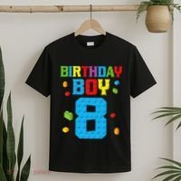 Master Builder 8th Birthday Boy 8 Eight Year Building Bricks T-Shirt thumb 2