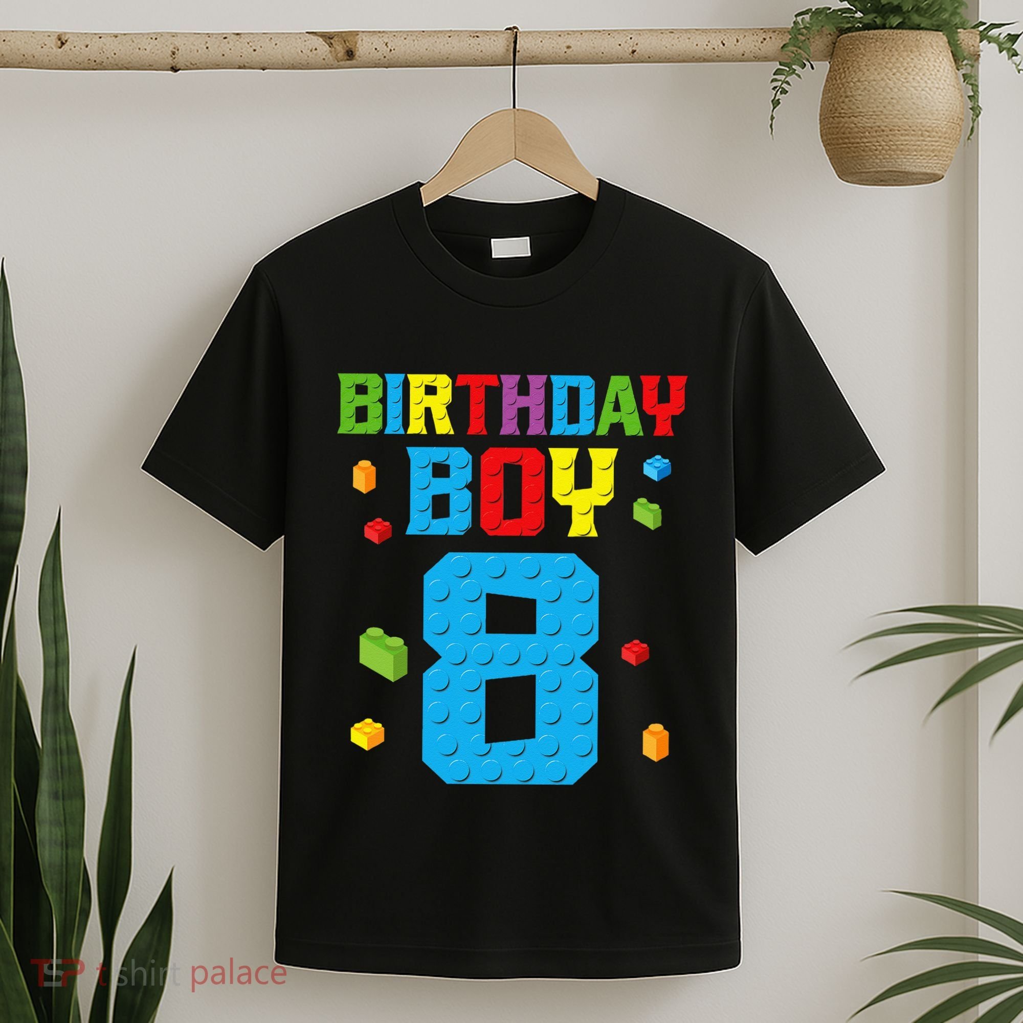 Master Builder 8th Birthday Boy 8 Eight Year Building Bricks T-Shirt