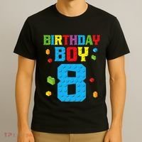 Master Builder 8th Birthday Boy 8 Eight Year Building Bricks T-Shirt thumb 3