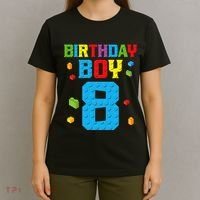 Master Builder 8th Birthday Boy 8 Eight Year Building Bricks T-Shirt thumb 4