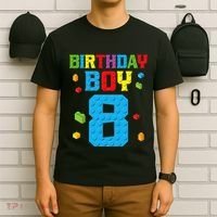 Master Builder 8th Birthday Boy 8 Eight Year Building Bricks T-Shirt thumb 6