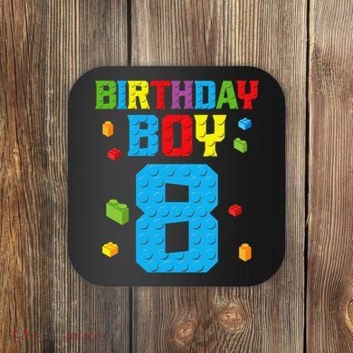 Master Builder 8th Birthday Boy 8 Eight Year Building Bricks Coaster