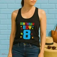 Master Builder 8th Birthday Boy 8 Eight Year Building Bricks Women's Tank Top thumb 2