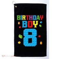 Master Builder 8th Birthday Boy 8 Eight Year Building Bricks Golf Towel thumb 0