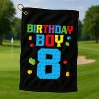 Master Builder 8th Birthday Boy 8 Eight Year Building Bricks Golf Towel thumb 1