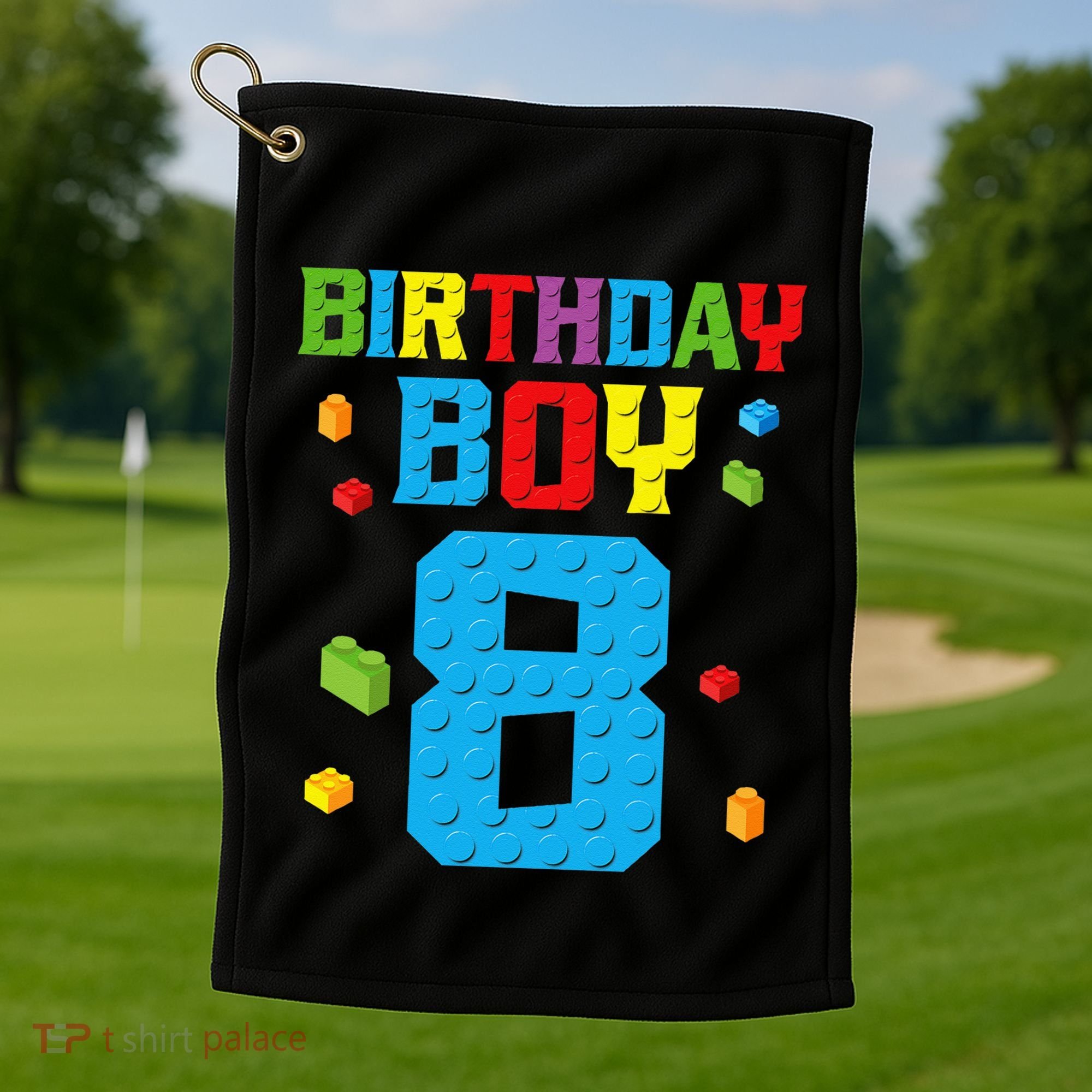 Master Builder 8th Birthday Boy 8 Eight Year Building Bricks Golf Towel