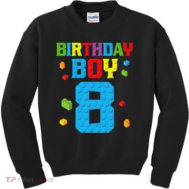 Master Builder 8th Birthday Boy 8 Eight Year Building Bricks Kids Sweatshirt