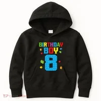 Master Builder 8th Birthday Boy 8 Eight Year Building Bricks Kids Hoodie thumb 0