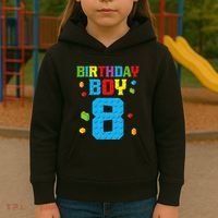 Master Builder 8th Birthday Boy 8 Eight Year Building Bricks Kids Hoodie thumb 3