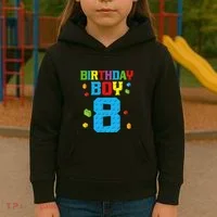 Master Builder 8th Birthday Boy 8 Eight Year Building Bricks Kids Hoodie thumb 3