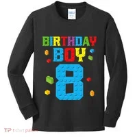 Master Builder 8th Birthday Boy 8 Eight Year Building Bricks Kids Long Sleeve Shirt thumb 0