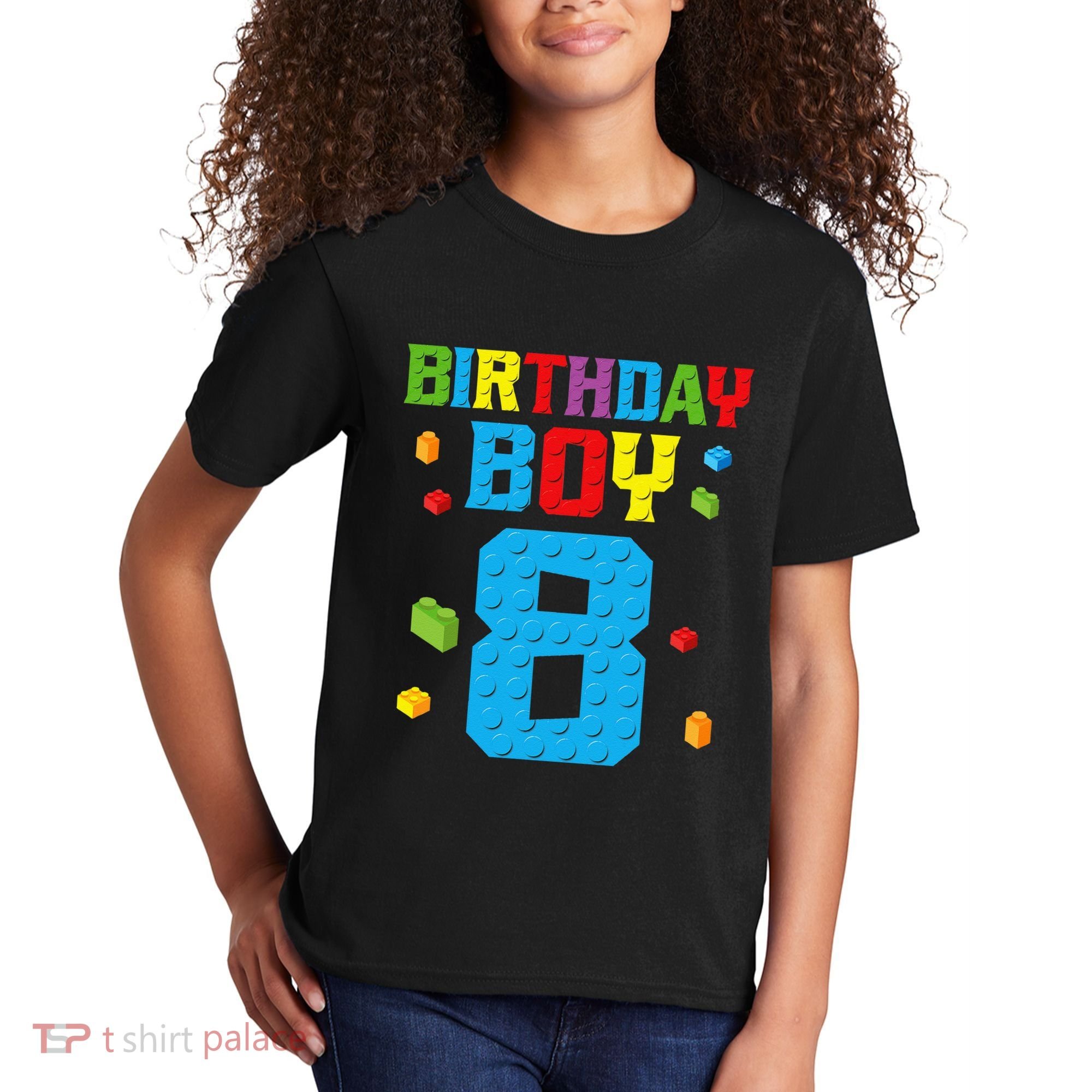 Master Builder 8th Birthday Boy 8 Eight Year Building Bricks Kids T-Shirt