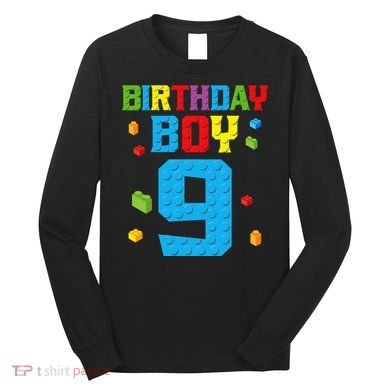 Master Builder 9th Birthday Boy Nine 9 Year Building Bricks Long Sleeve Shirt