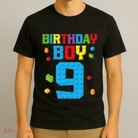 Master Builder 9th Birthday Boy Nine 9 Year Building Bricks T-Shirt thumb 3