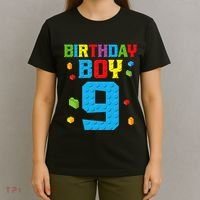 Master Builder 9th Birthday Boy Nine 9 Year Building Bricks T-Shirt thumb 4