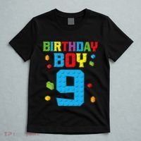 Master Builder 9th Birthday Boy Nine 9 Year Building Bricks T-Shirt thumb 5