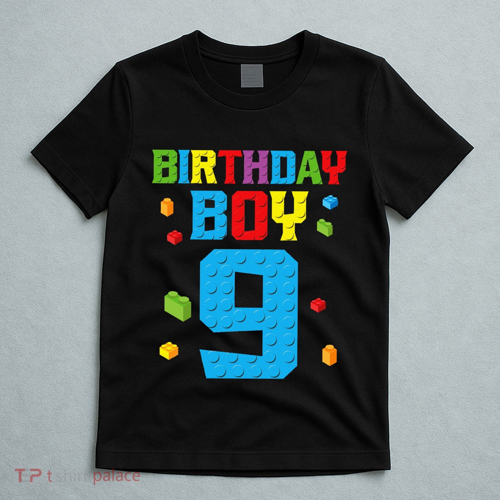 Master Builder 9th Birthday Boy Nine 9 Year Building Bricks T-Shirt