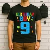Master Builder 9th Birthday Boy Nine 9 Year Building Bricks T-Shirt thumb 6