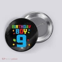 Master Builder 9th Birthday Boy Nine 9 Year Building Bricks Button thumb 0