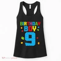 Master Builder 9th Birthday Boy Nine 9 Year Building Bricks Women's Tank Top thumb 0