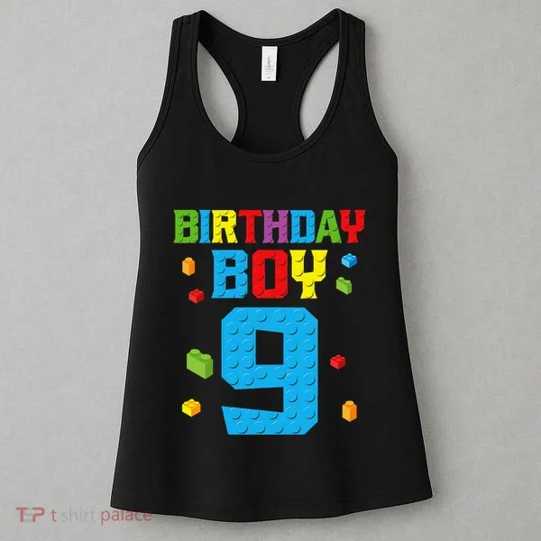 Master Builder 9th Birthday Boy Nine 9 Year Building Bricks Women's Tank Top