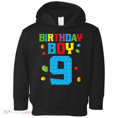 Master Builder 9th Birthday Boy Nine 9 Year Building Bricks Toddler Hoodie