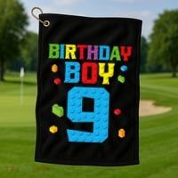 Master Builder 9th Birthday Boy Nine 9 Year Building Bricks Golf Towel thumb 1