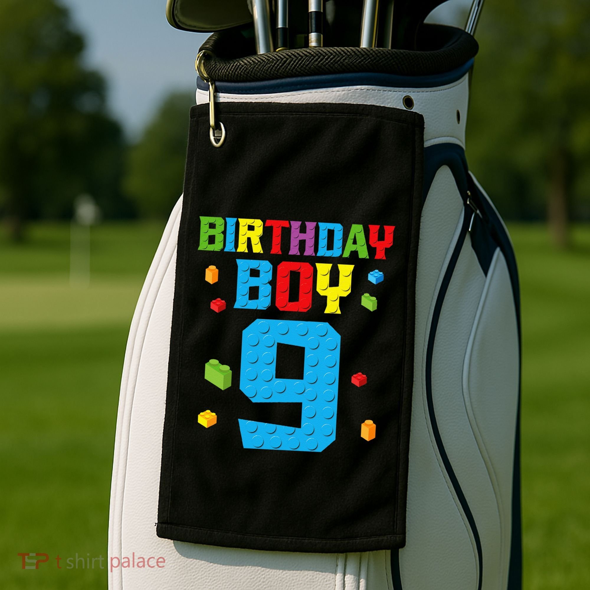 Master Builder 9th Birthday Boy Nine 9 Year Building Bricks Golf Towel