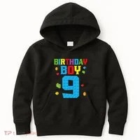 Master Builder 9th Birthday Boy Nine 9 Year Building Bricks Kids Hoodie thumb 0