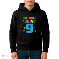 Master Builder 9th Birthday Boy Nine 9 Year Building Bricks Kids Hoodie thumb 4
