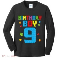 Master Builder 9th Birthday Boy Nine 9 Year Building Bricks Kids Long Sleeve Shirt thumb 0