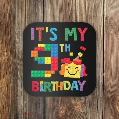 Master Builder 9th ItS My 9th Birthday Brick Blocks Coaster