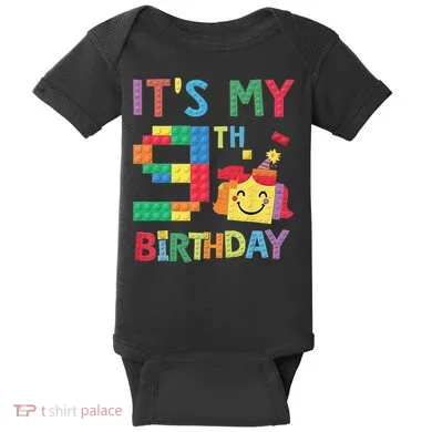 Master Builder 9th ItS My 9th Birthday Brick Blocks Baby Bodysuit