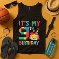 Master Builder 9th ItS My 9th Birthday Brick Blocks Tank Top thumb 4