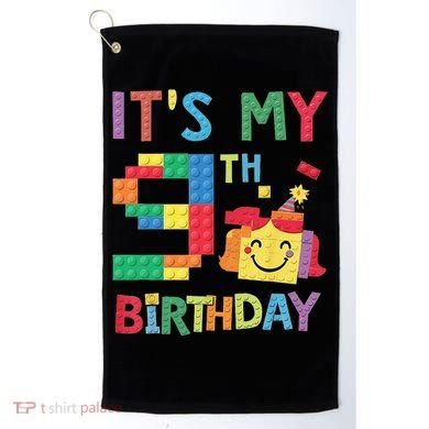 Master Builder 9th ItS My 9th Birthday Brick Blocks Golf Towel