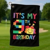 Master Builder 9th ItS My 9th Birthday Brick Blocks Golf Towel thumb 1