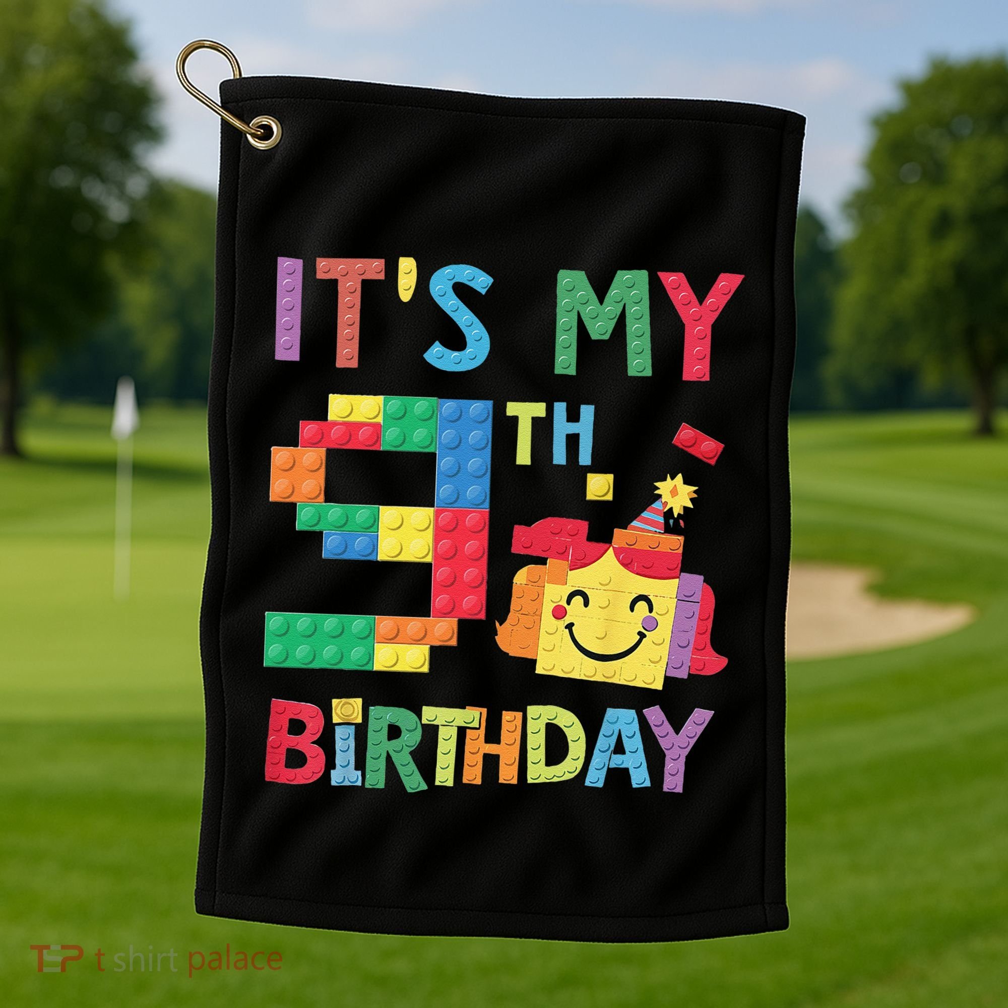 Master Builder 9th ItS My 9th Birthday Brick Blocks Golf Towel