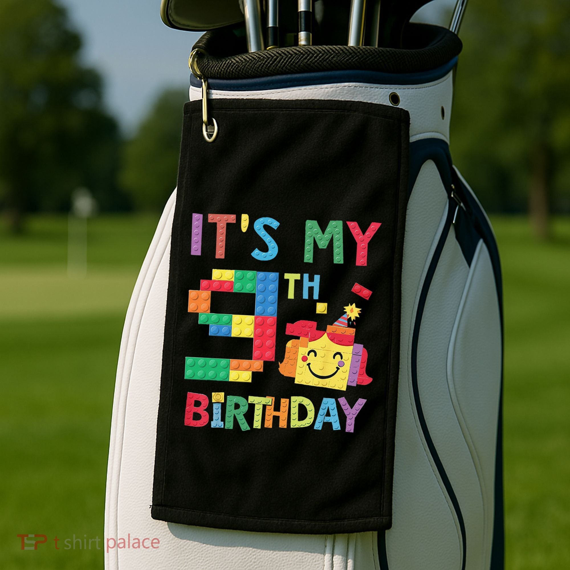Master Builder 9th ItS My 9th Birthday Brick Blocks Golf Towel
