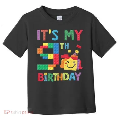 Master Builder 9th ItS My 9th Birthday Brick Blocks Toddler T-Shirt