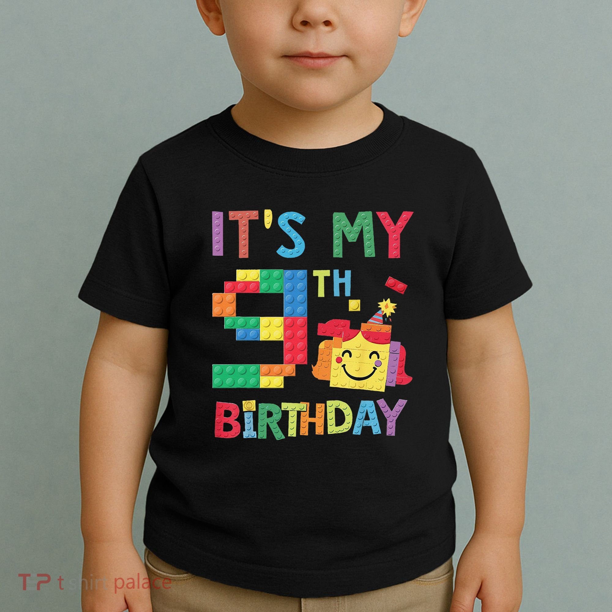 Master Builder 9th ItS My 9th Birthday Brick Blocks Toddler T-Shirt