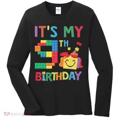 Master Builder 9th ItS My 9th Birthday Brick Blocks Women's Long Sleeve Shirt