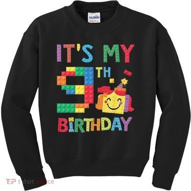 Master Builder 9th ItS My 9th Birthday Brick Blocks Kids Sweatshirt