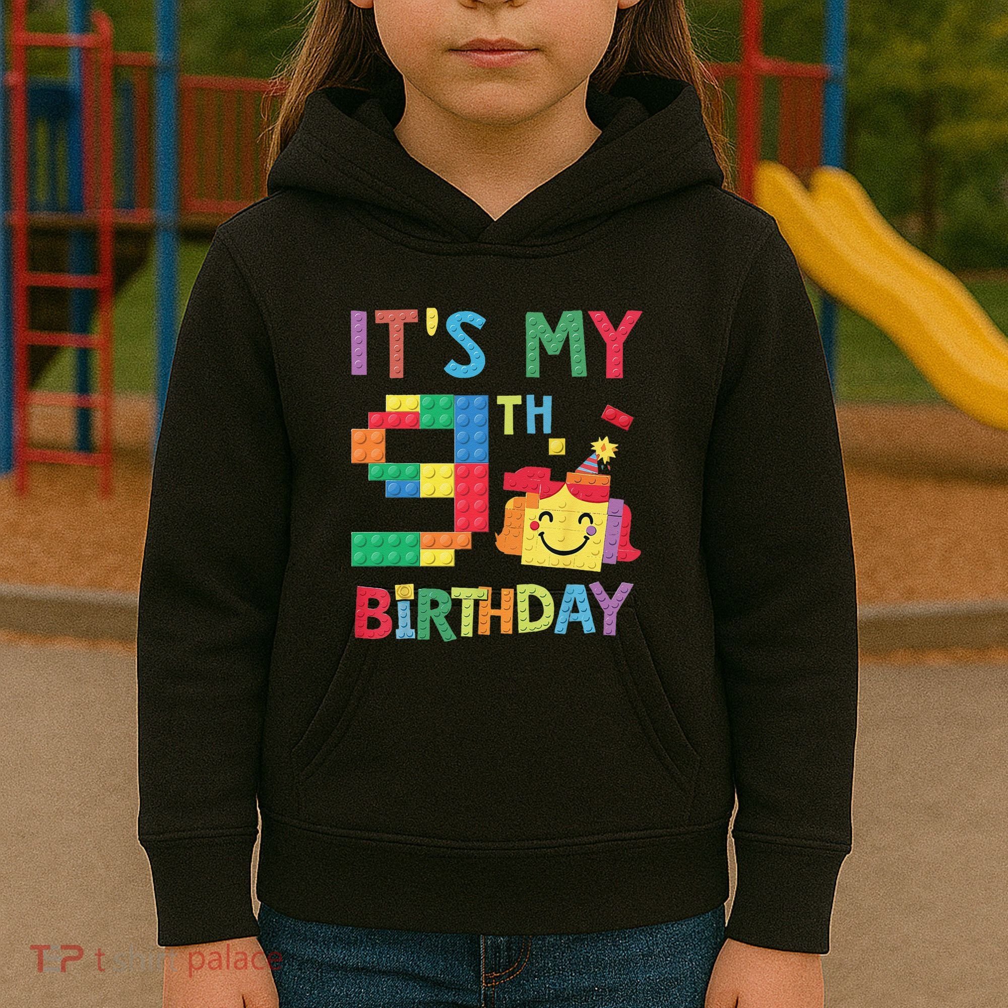 Master Builder 9th ItS My 9th Birthday Brick Blocks Kids Hoodie