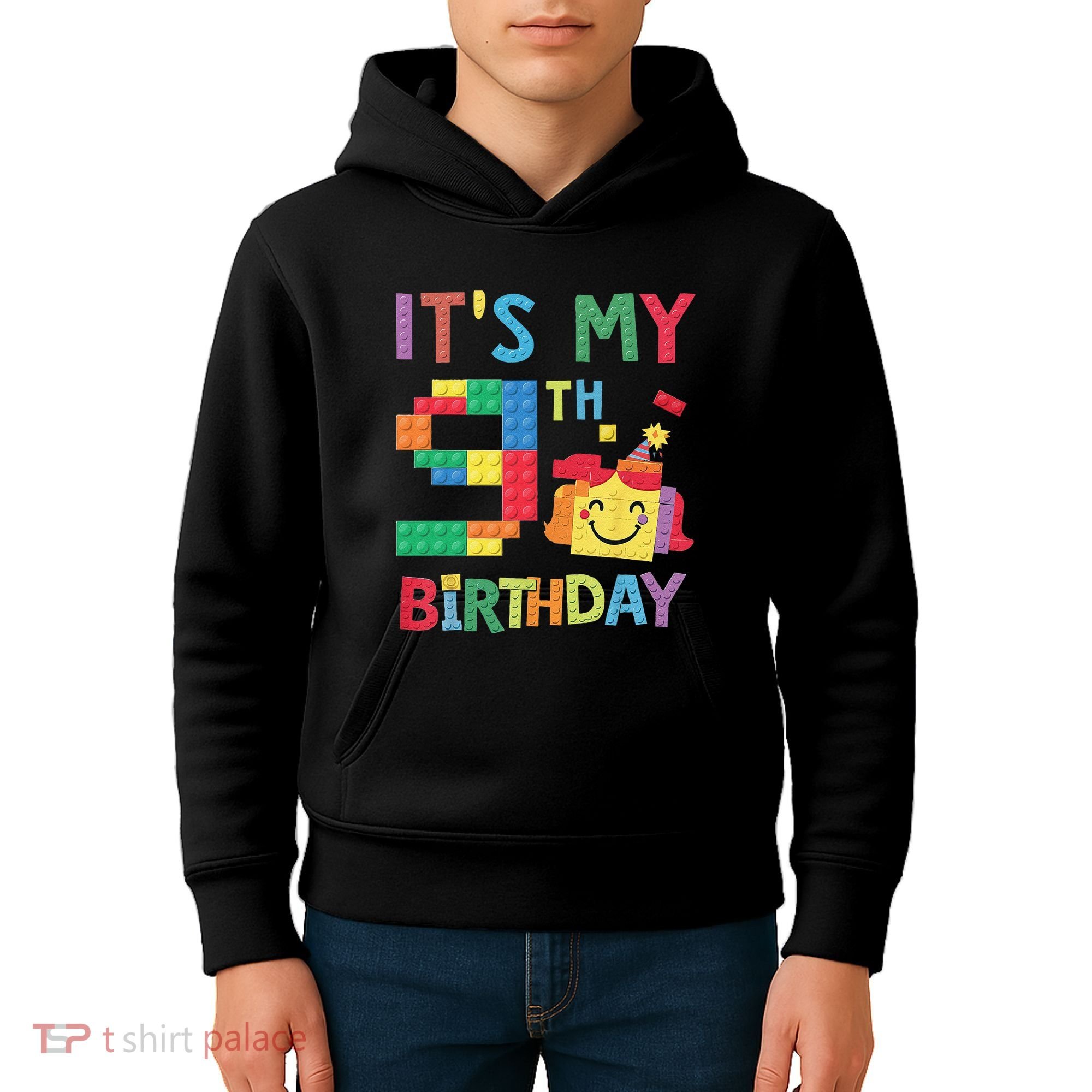 Master Builder 9th ItS My 9th Birthday Brick Blocks Kids Hoodie