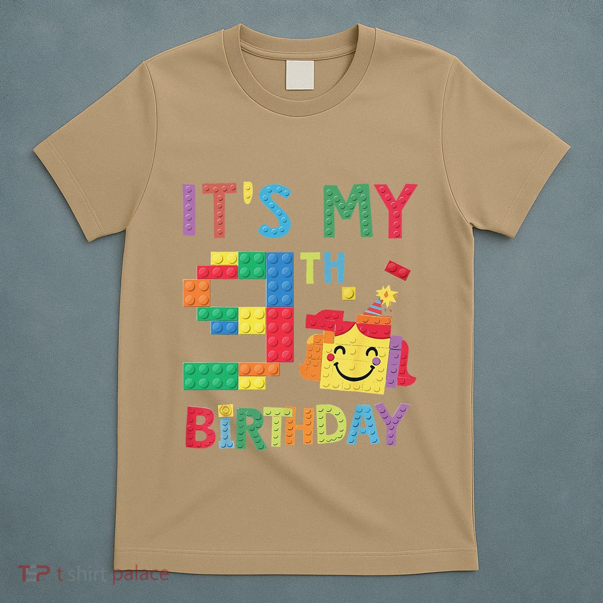 Master Builder 9th ItS My 9th Birthday Brick Blocks T-Shirt