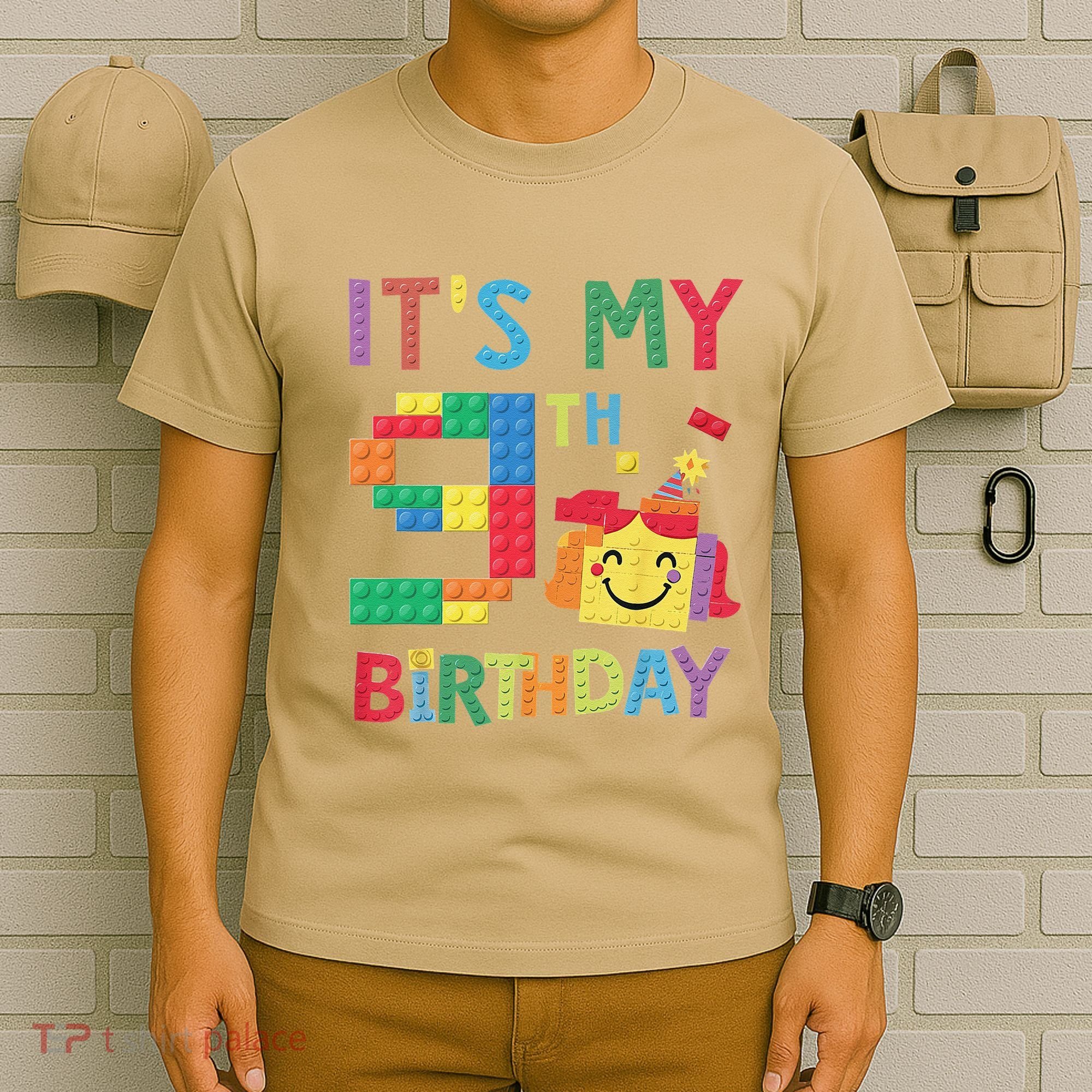 Master Builder 9th ItS My 9th Birthday Brick Blocks T-Shirt