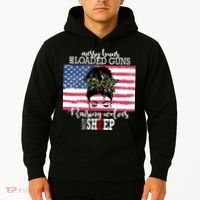 Messy Buns And Loaded Guns Raising Wolves Not Sheep Hoodie thumb 2